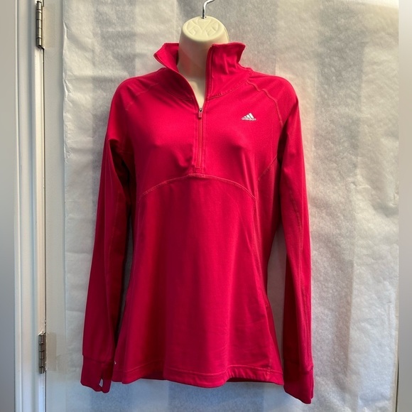 Adidas Climate women’s pullover active wear qtr zip long sleeve top Sz-M. Y13 - Picture 2 of 10